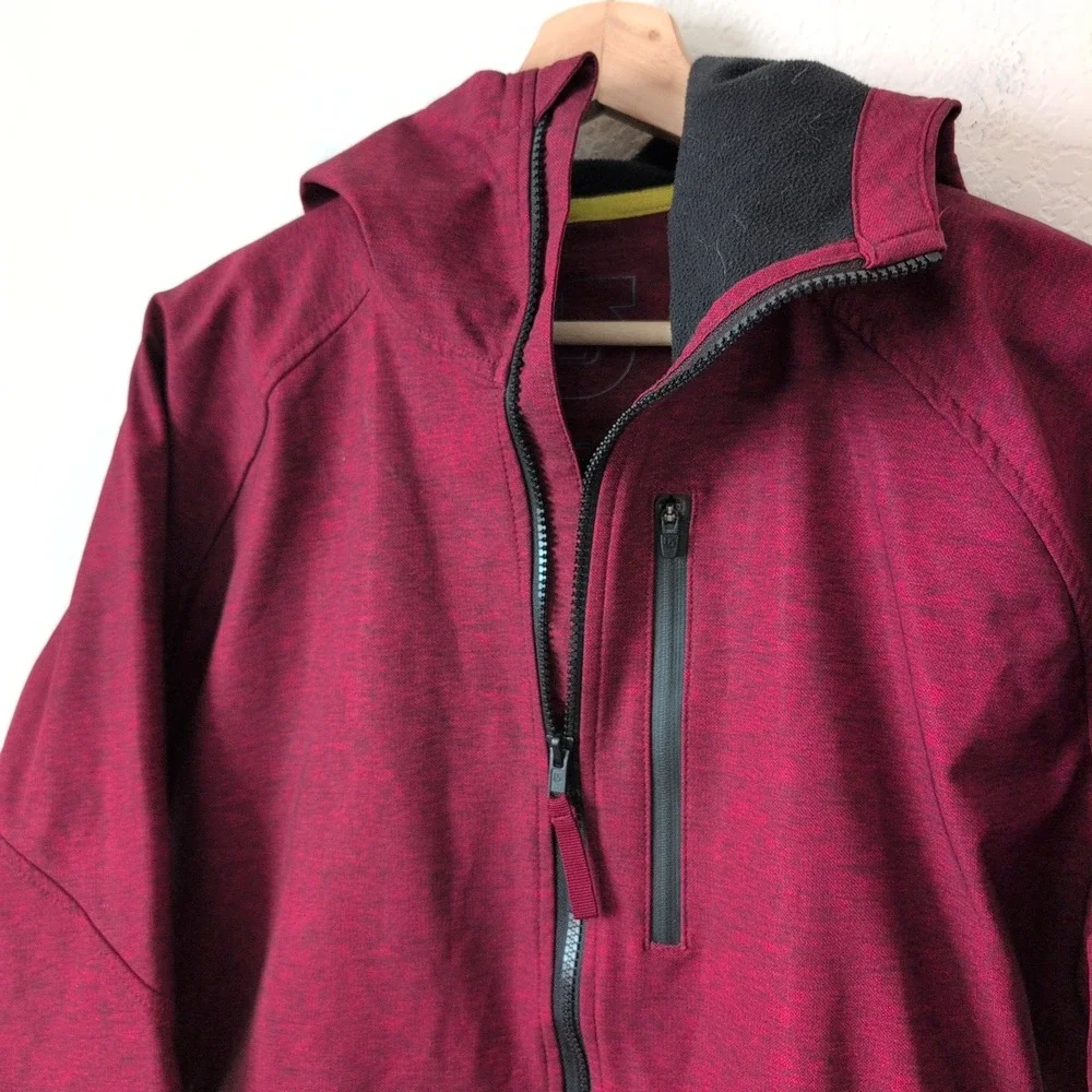 Burton Process Softshell‎ Jacket Mens Small Burgundy Red Full Zip Hoodie Coat